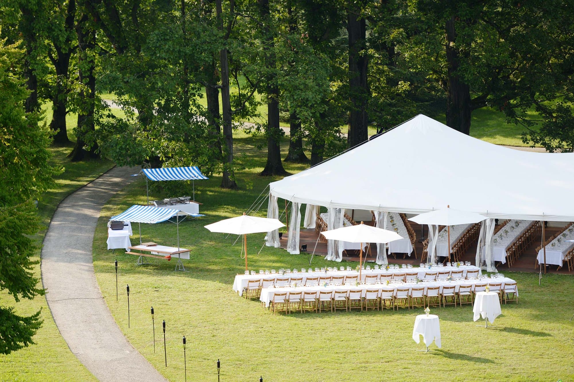 Tents in the park at a corporate event in Cham