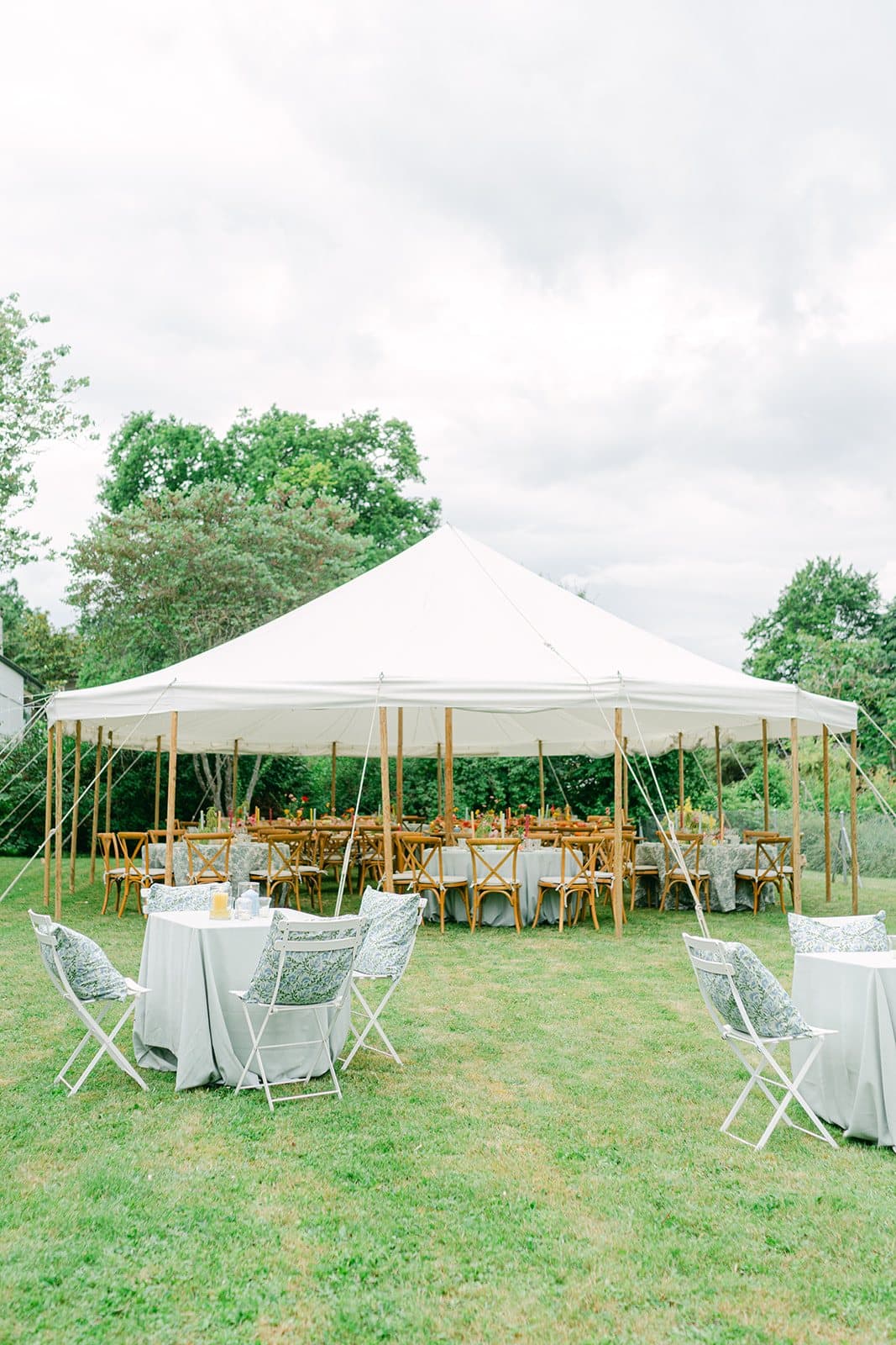 Fabric tent at a wedding above Lake Geneva